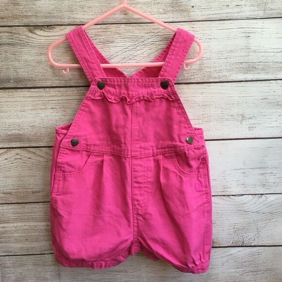 CARHARTT OVERALLS SHORT ROMPER‎ IN PINK - Picture 1 of 7
